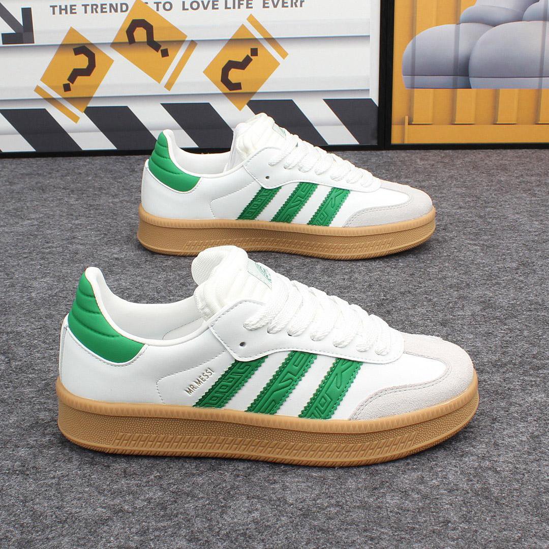 White and Green Platform Sneakers