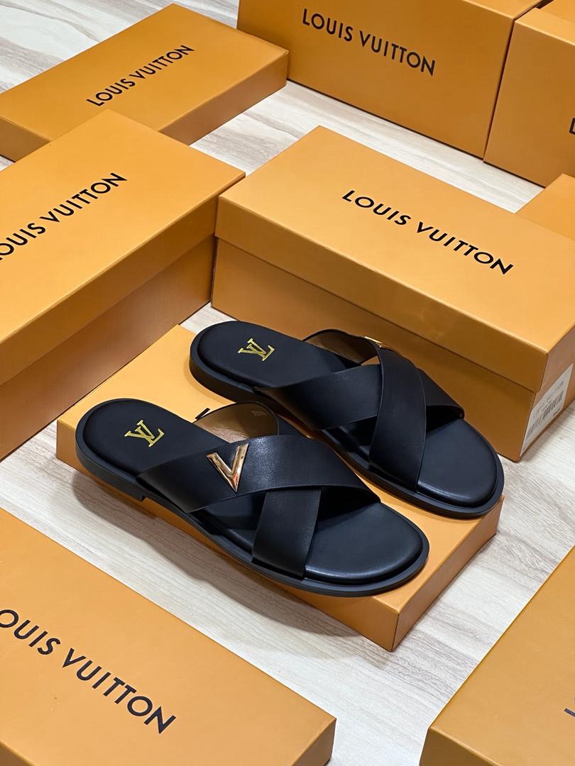 Louis Vuitton Black V-Emblem Sandals