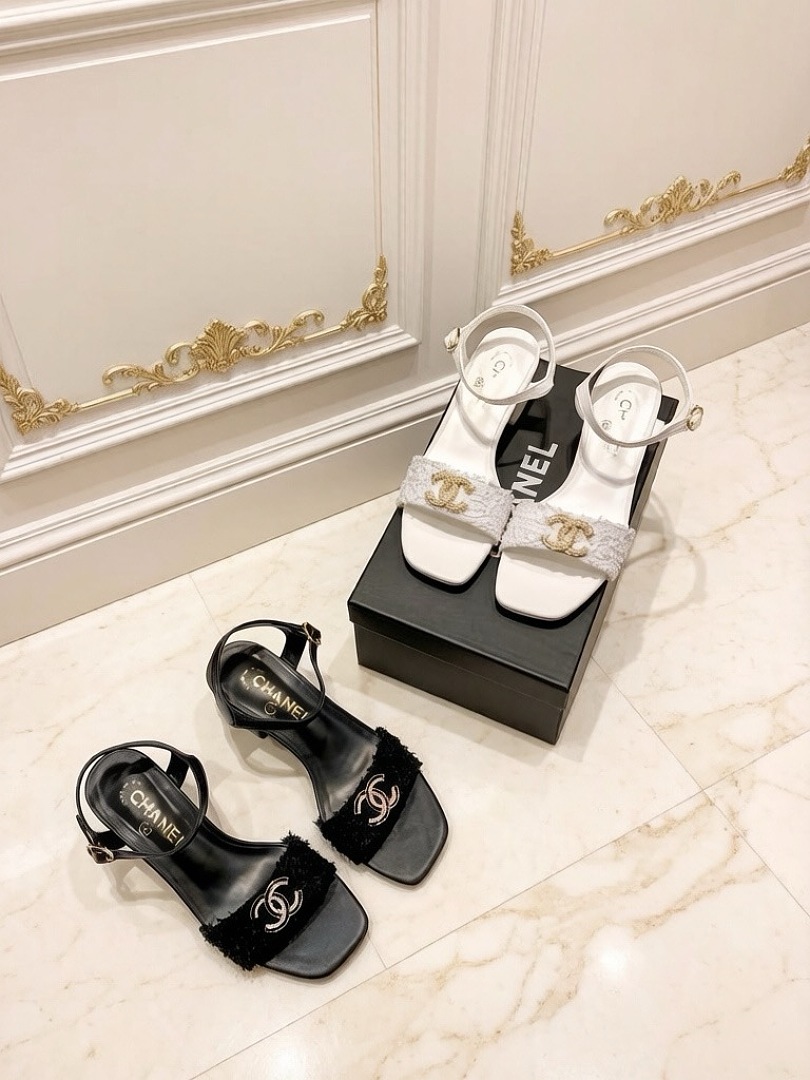 Chanel Logo Ankle Strap Sandals