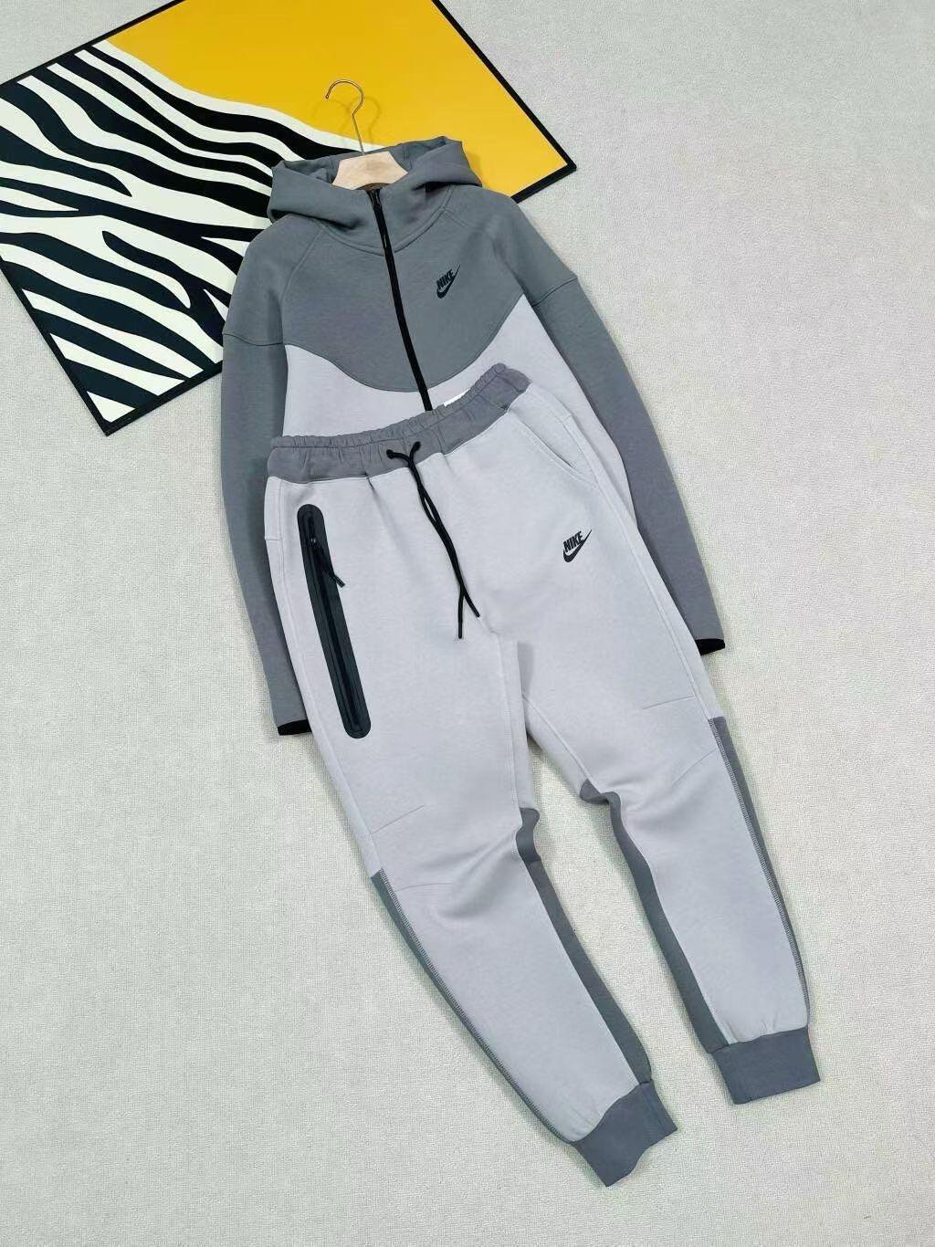 Nike Gray and White Hooded Tracksuit