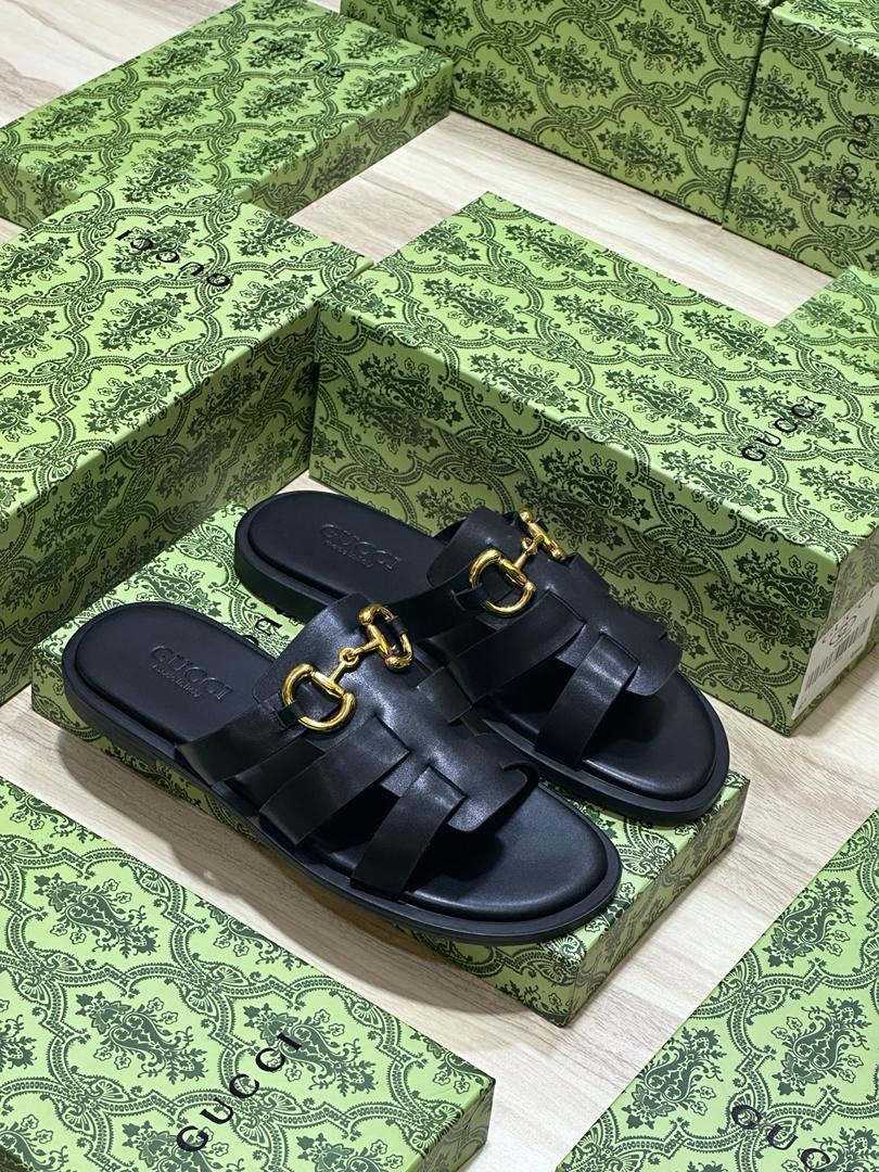 Gucci Black Woven Horsebit Sandals