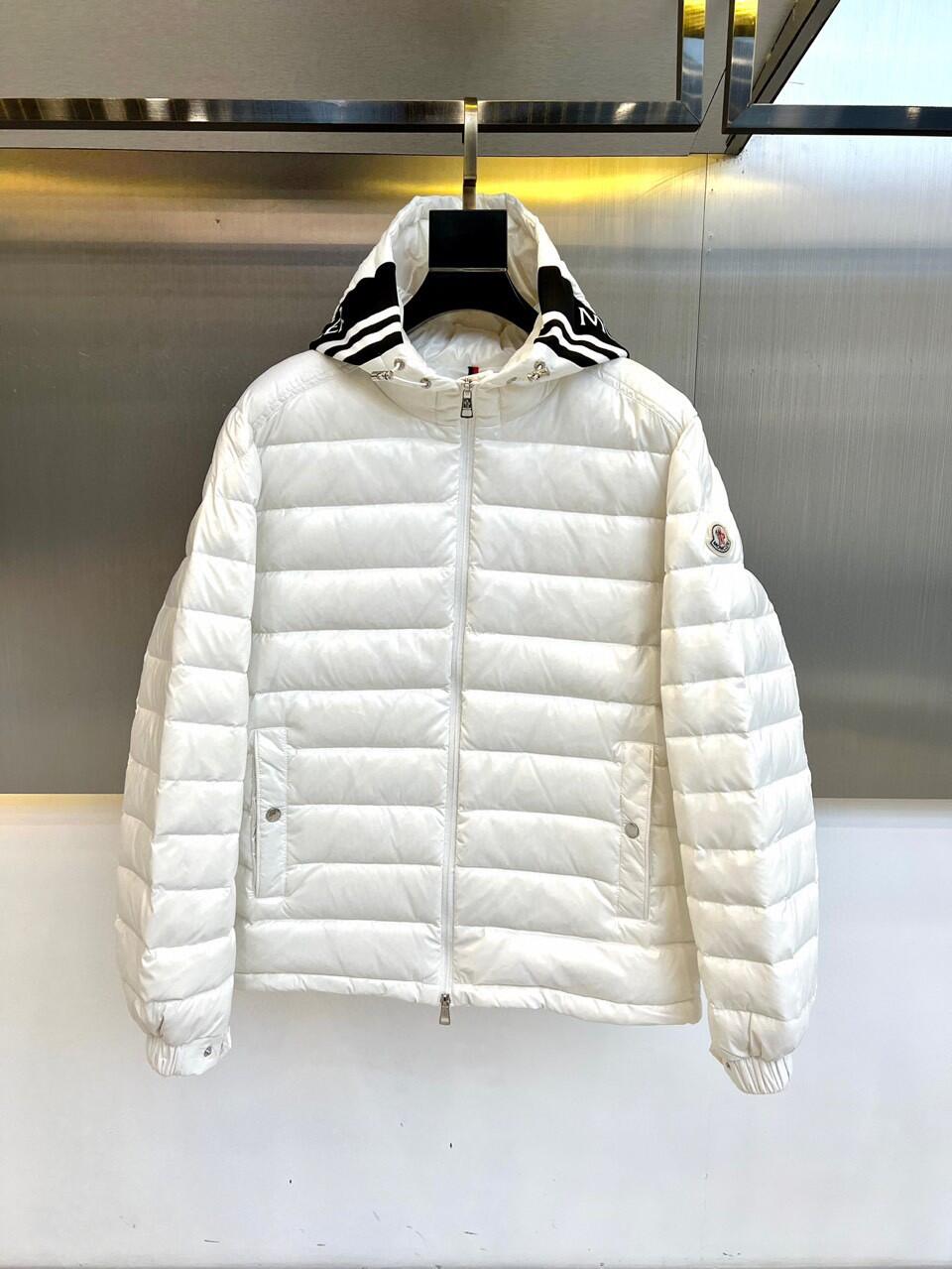 Moncler White Hooded Down Jacket