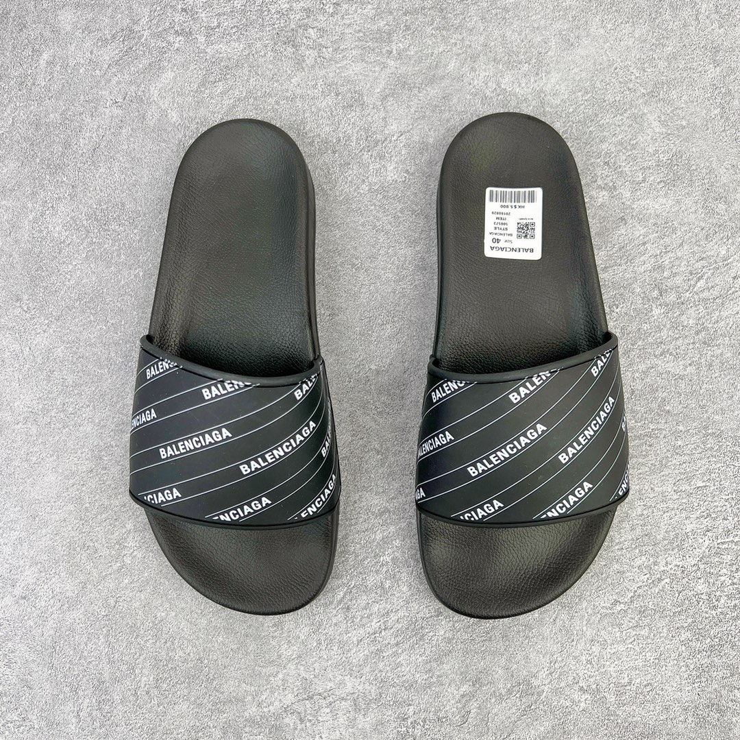 BALENCIAGA Allover Logo Slide Sandals