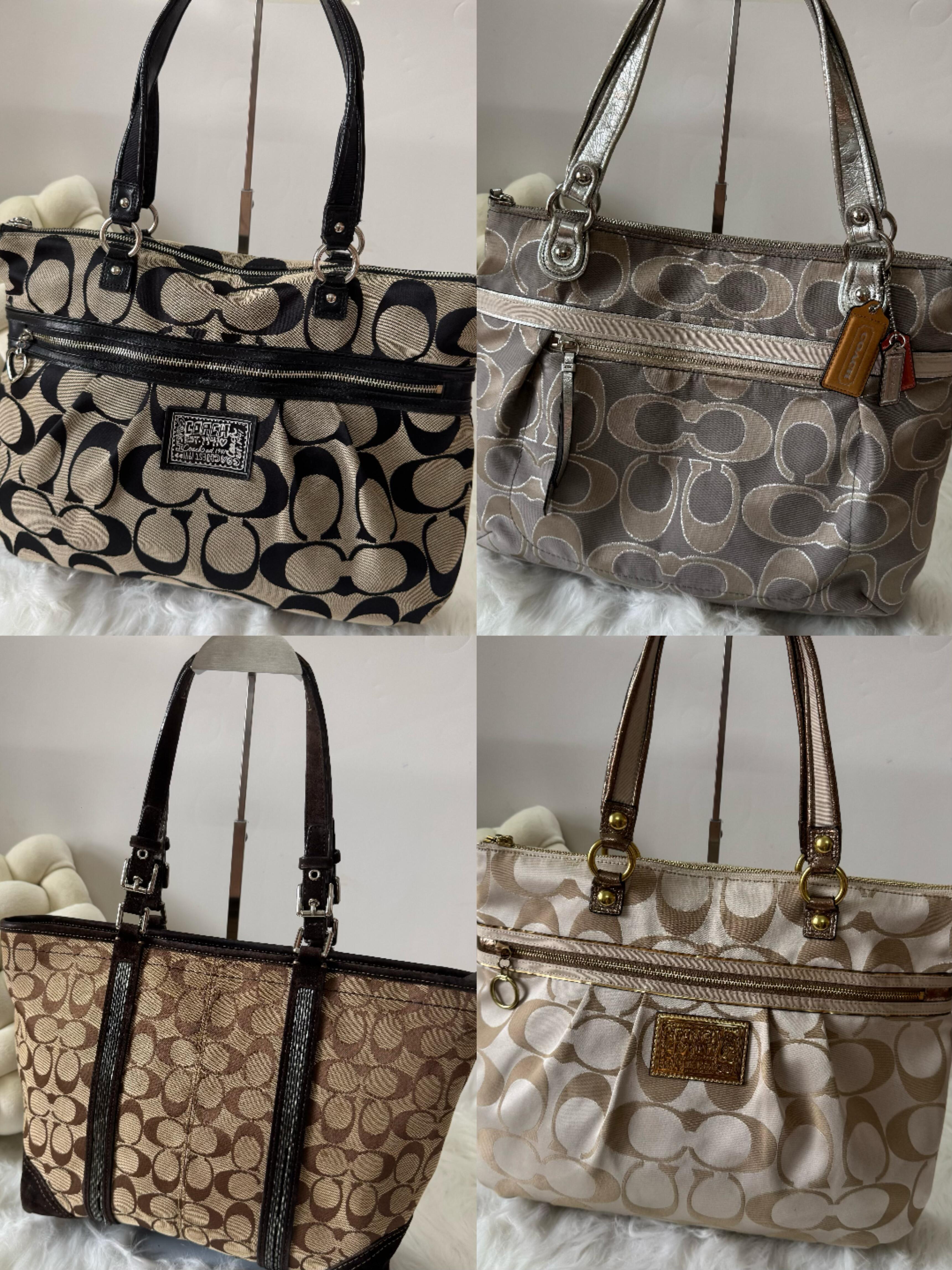 COACH Ivory Signature Pleated Tote