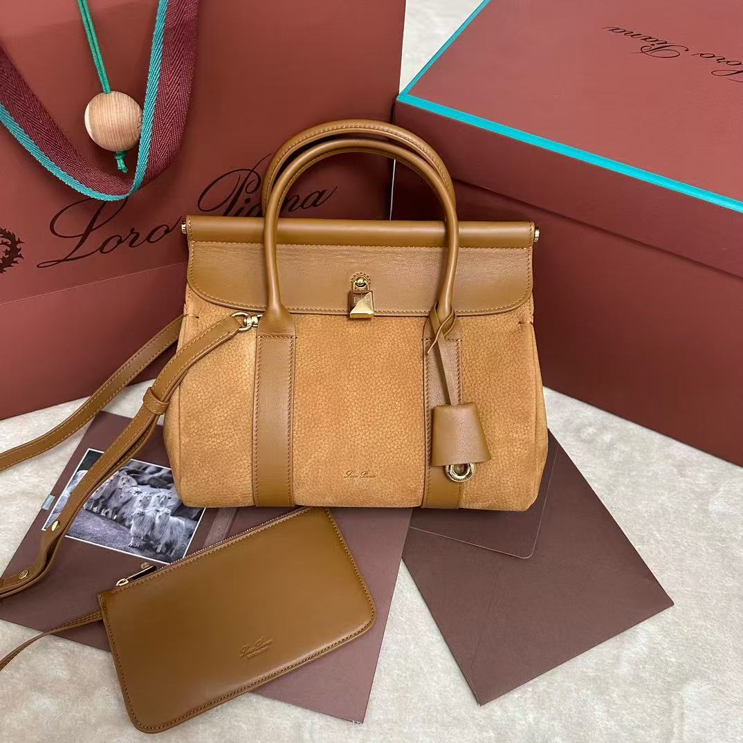 Loro Piana Tan Top-Handle Handbag