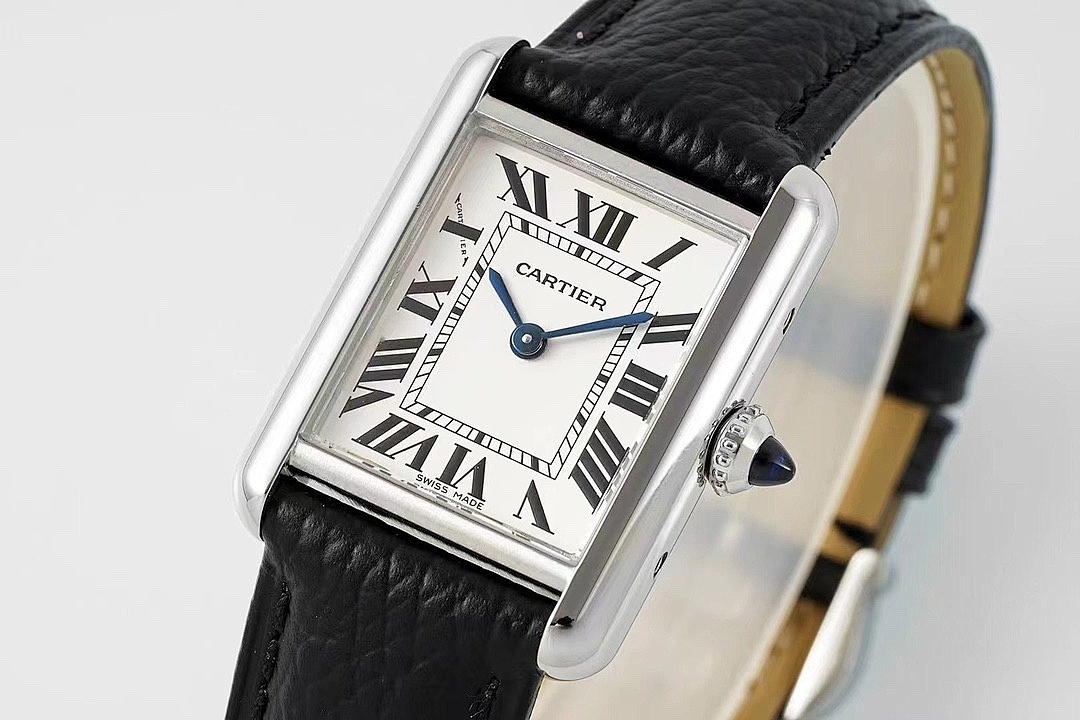 Cartier Rectangular Leather Strap Watch