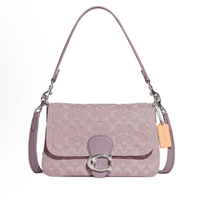 COACH Signature Lavender Flap Shoulder and Crossbody Bag
