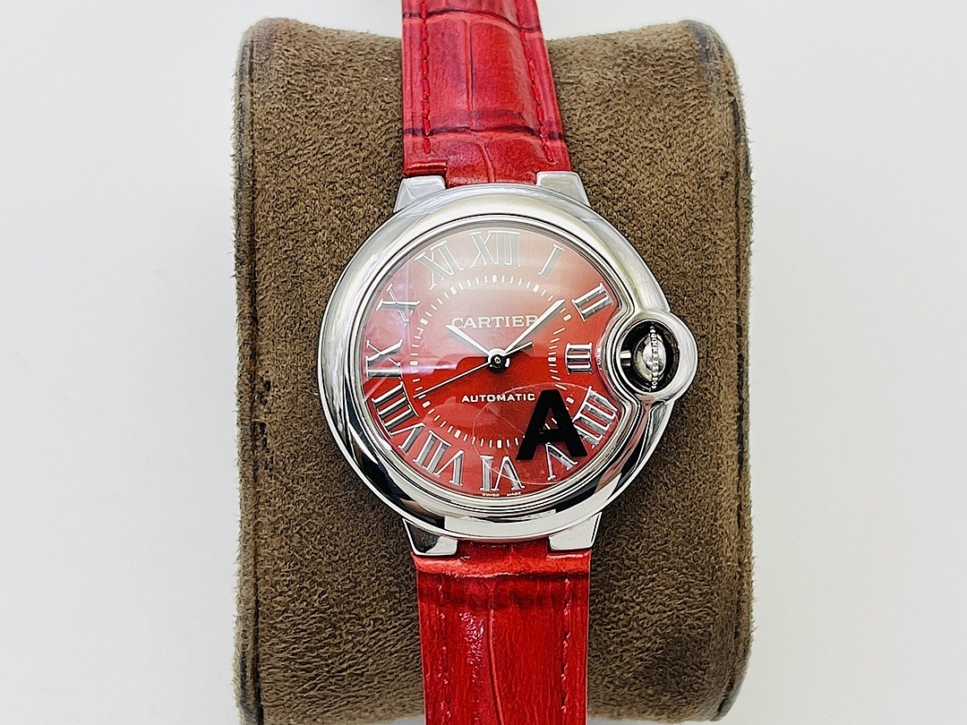 Cartier Automatic Red Dial Watch