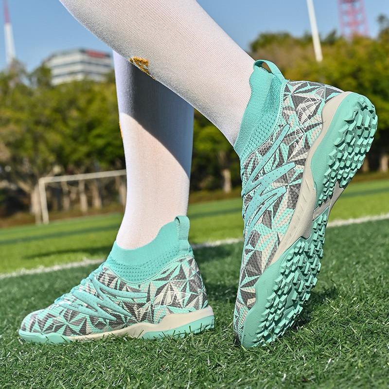 High-Top Geometric-Print Turf Soccer Shoes
