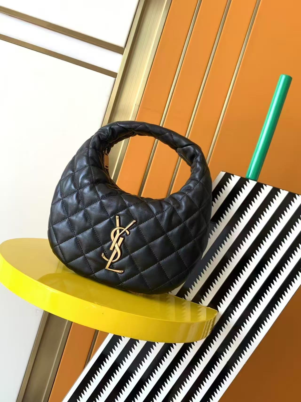 Quilted Crescent Top-Handle Bag