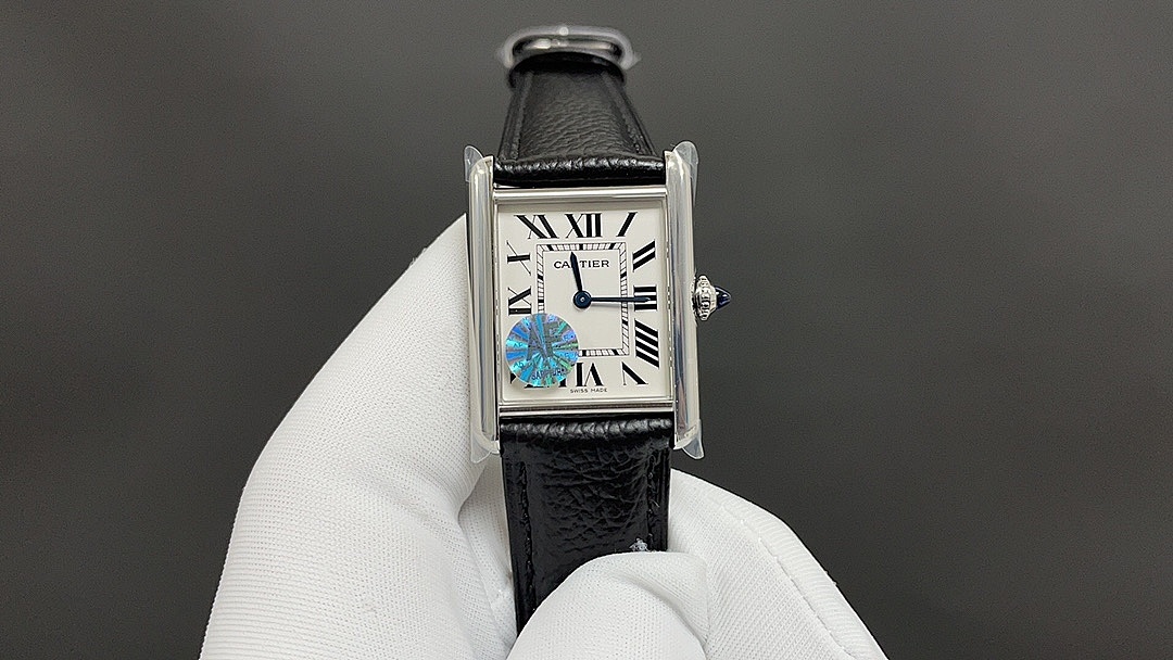 Cartier Rectangular Leather Strap Watch