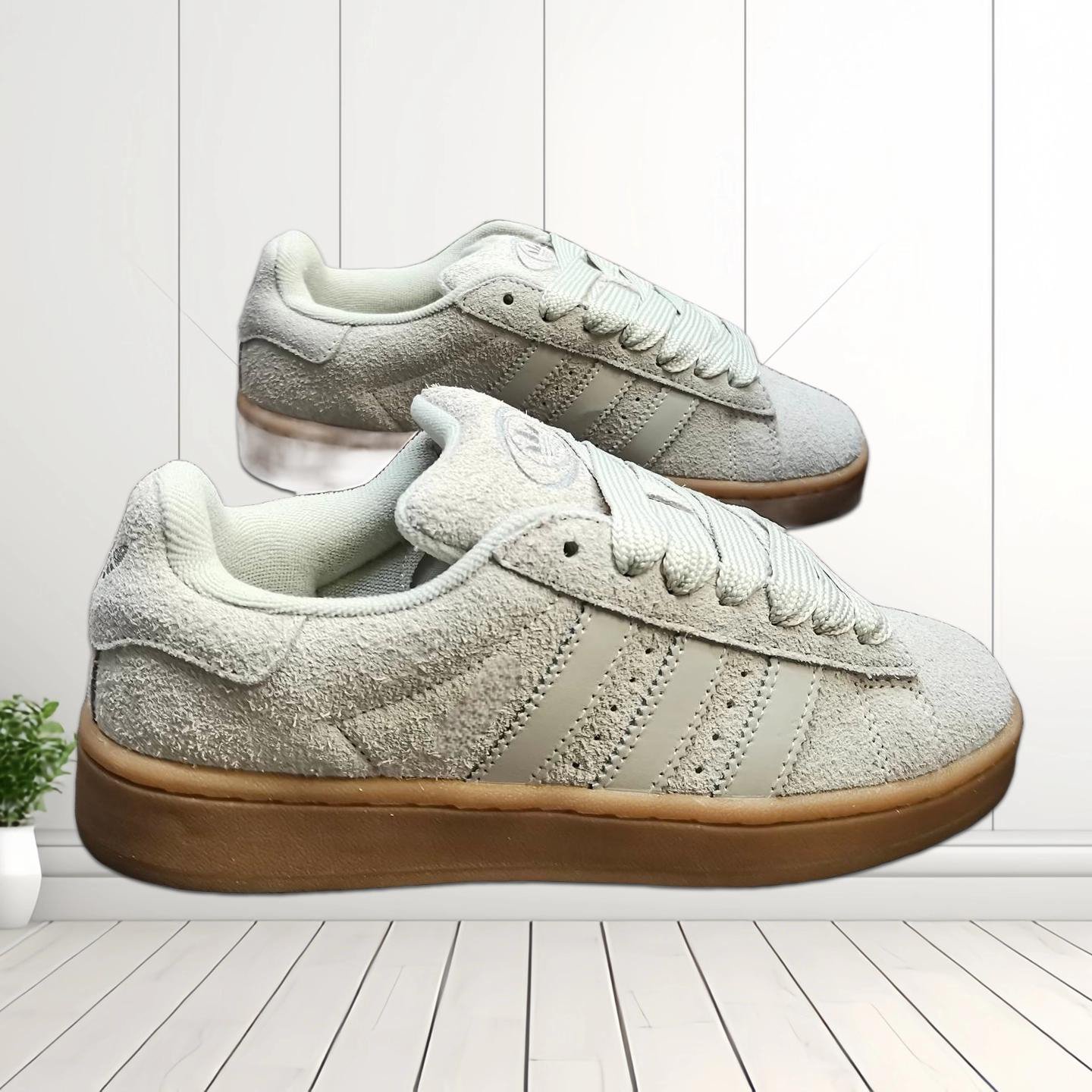 Light Gray Suede Platform Sneakers