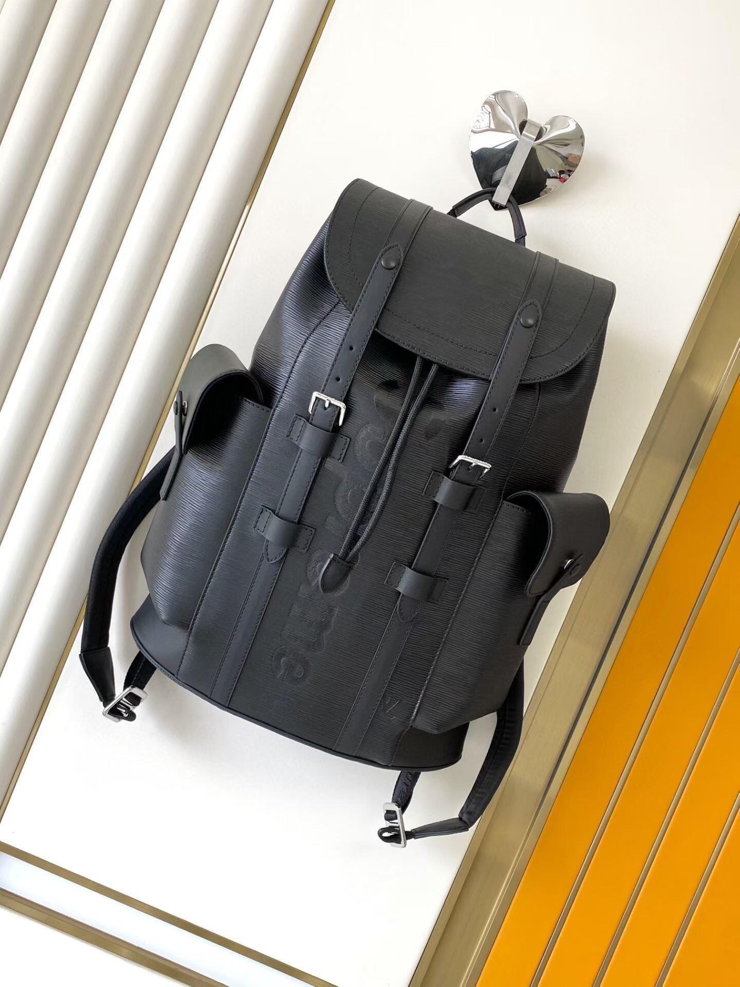 Louis Vuitton Black Logo Drawstring Backpack