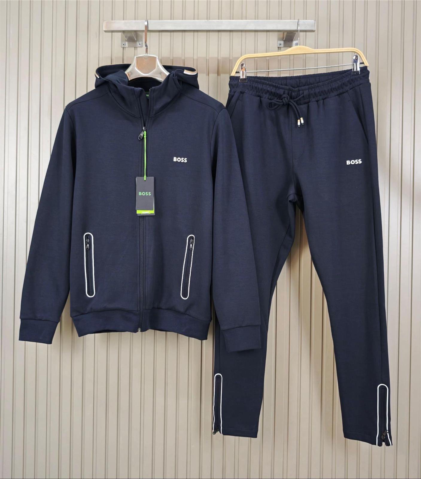 BOSS Navy Hooded Zip Tracksuit
