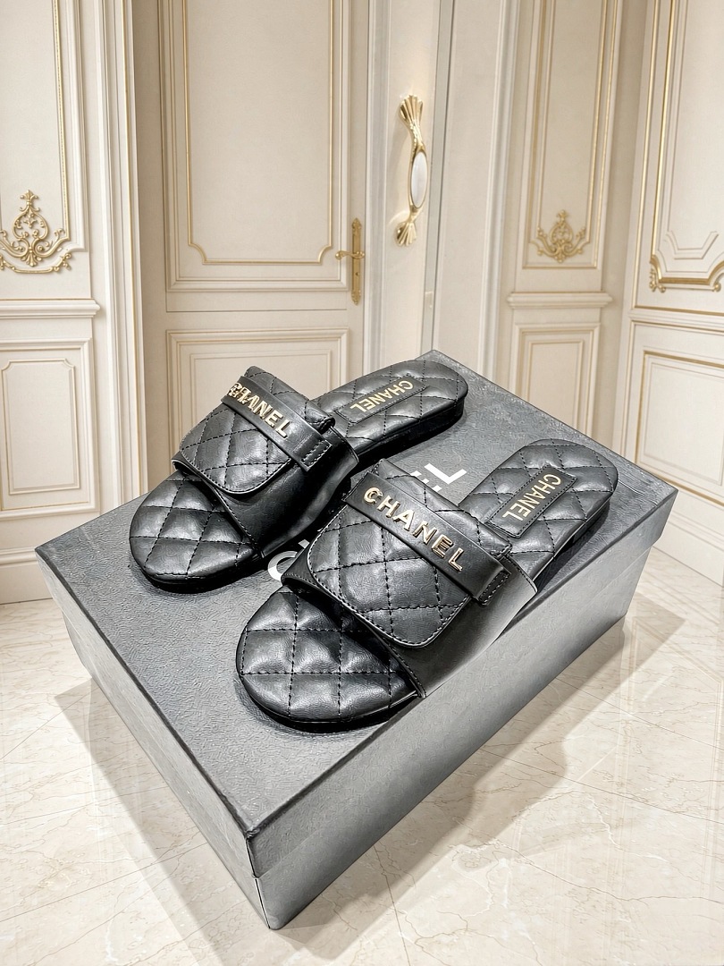 Chanel Quilted Leather Slide Sandals