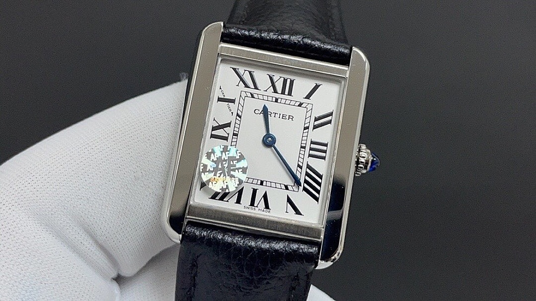 Cartier Rectangular Leather Strap Watch