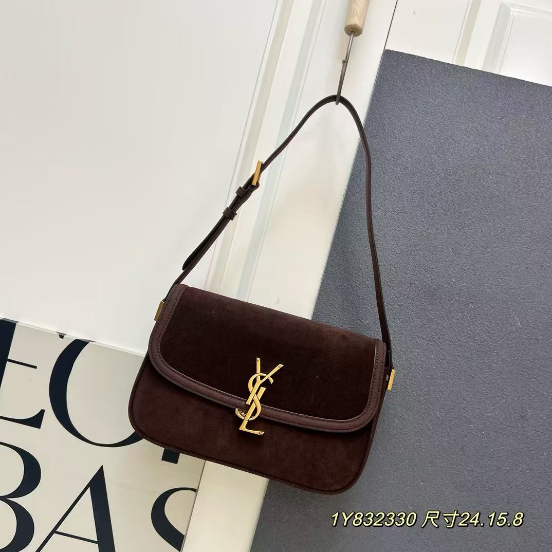 1Y832330 Dark Brown Suede-Style Shoulder Bag