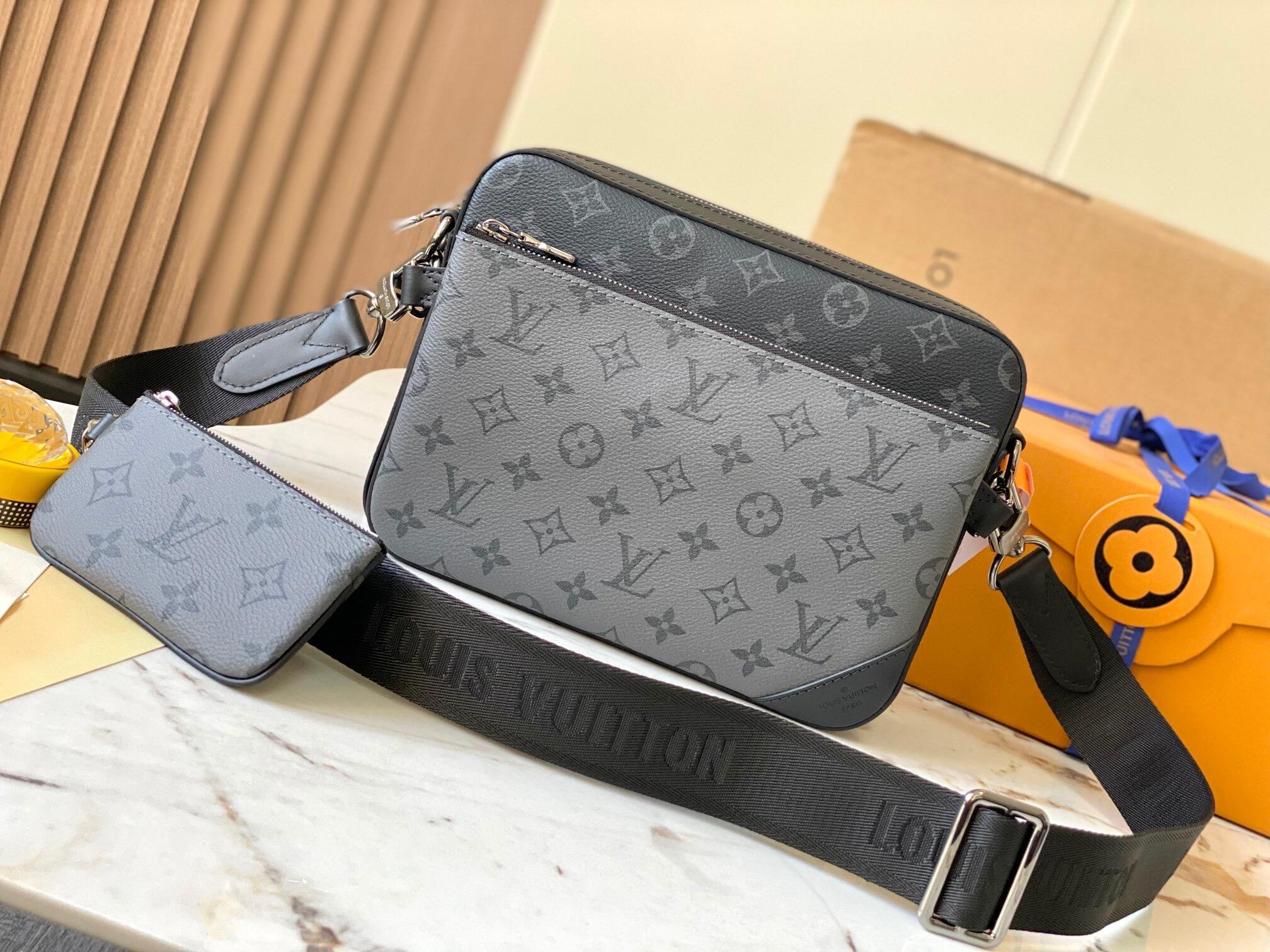 Louis Vuitton Gray Monogram Crossbody Bag with Pouch