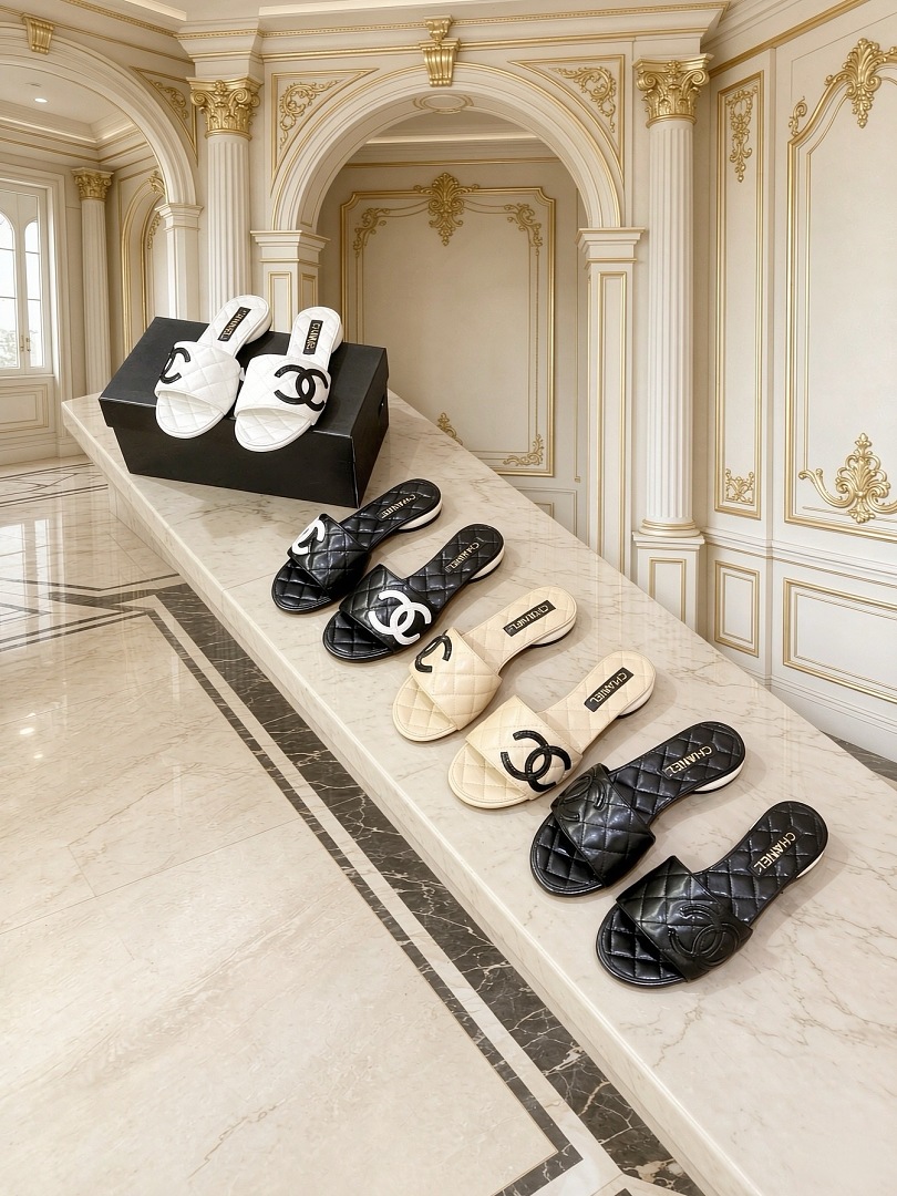 Chanel Quilted Slide Sandals