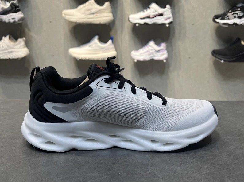 White and Black Lace-Up Athletic Sneaker