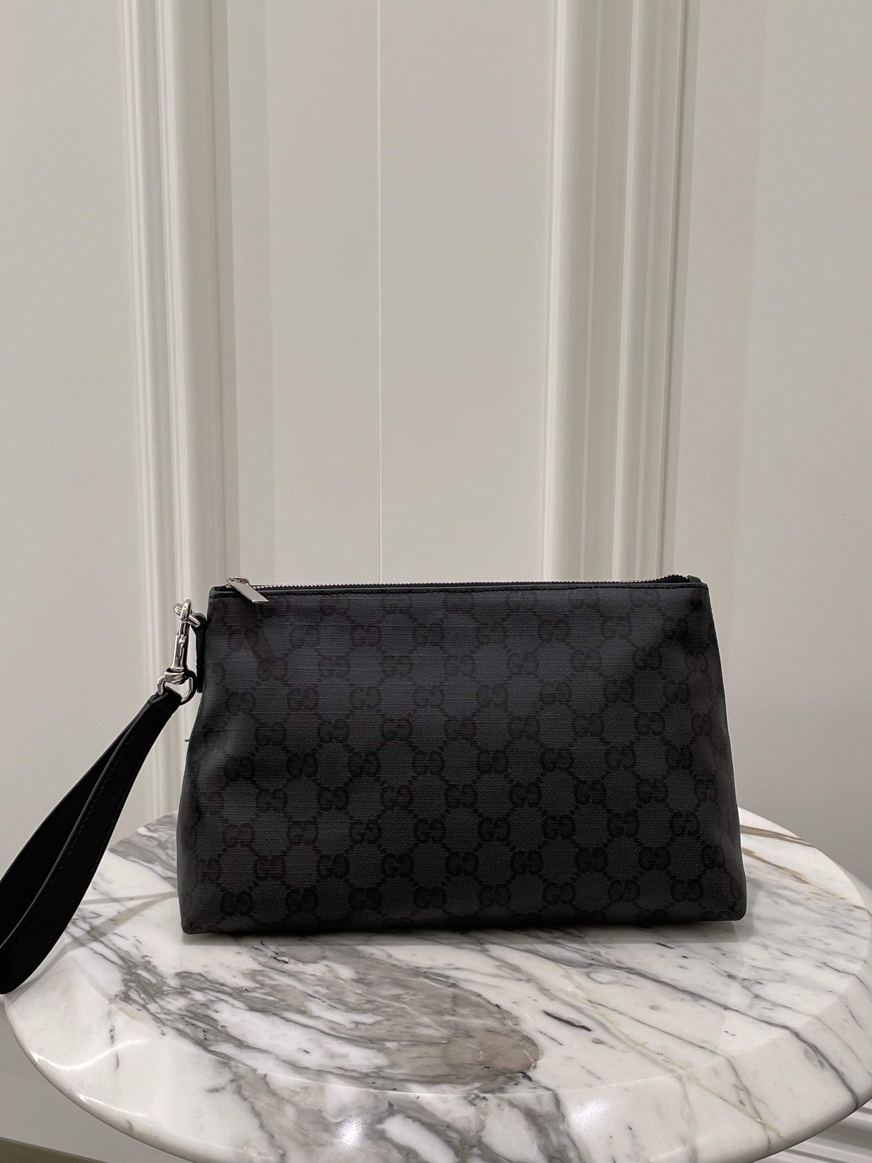 Gucci Black GG Monogram Pouch