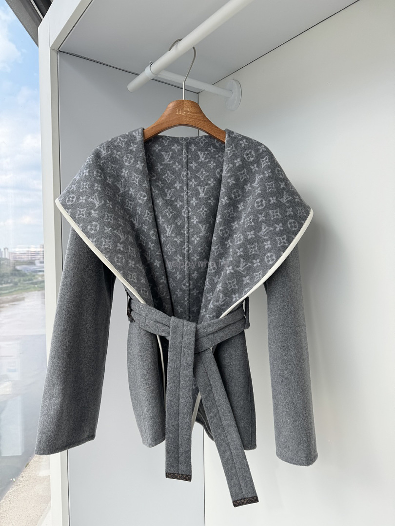 Monogram Shawl Collar Belted Coat