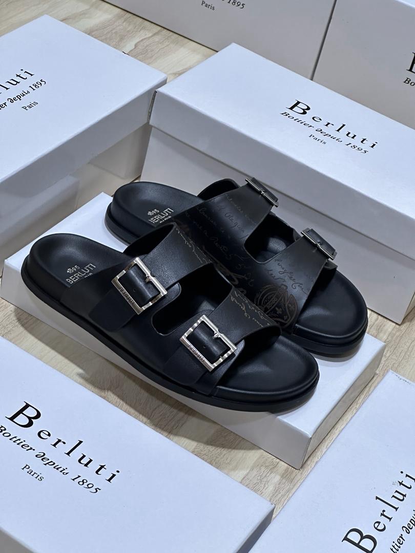 Berluti Double-Buckle Slide Sandals