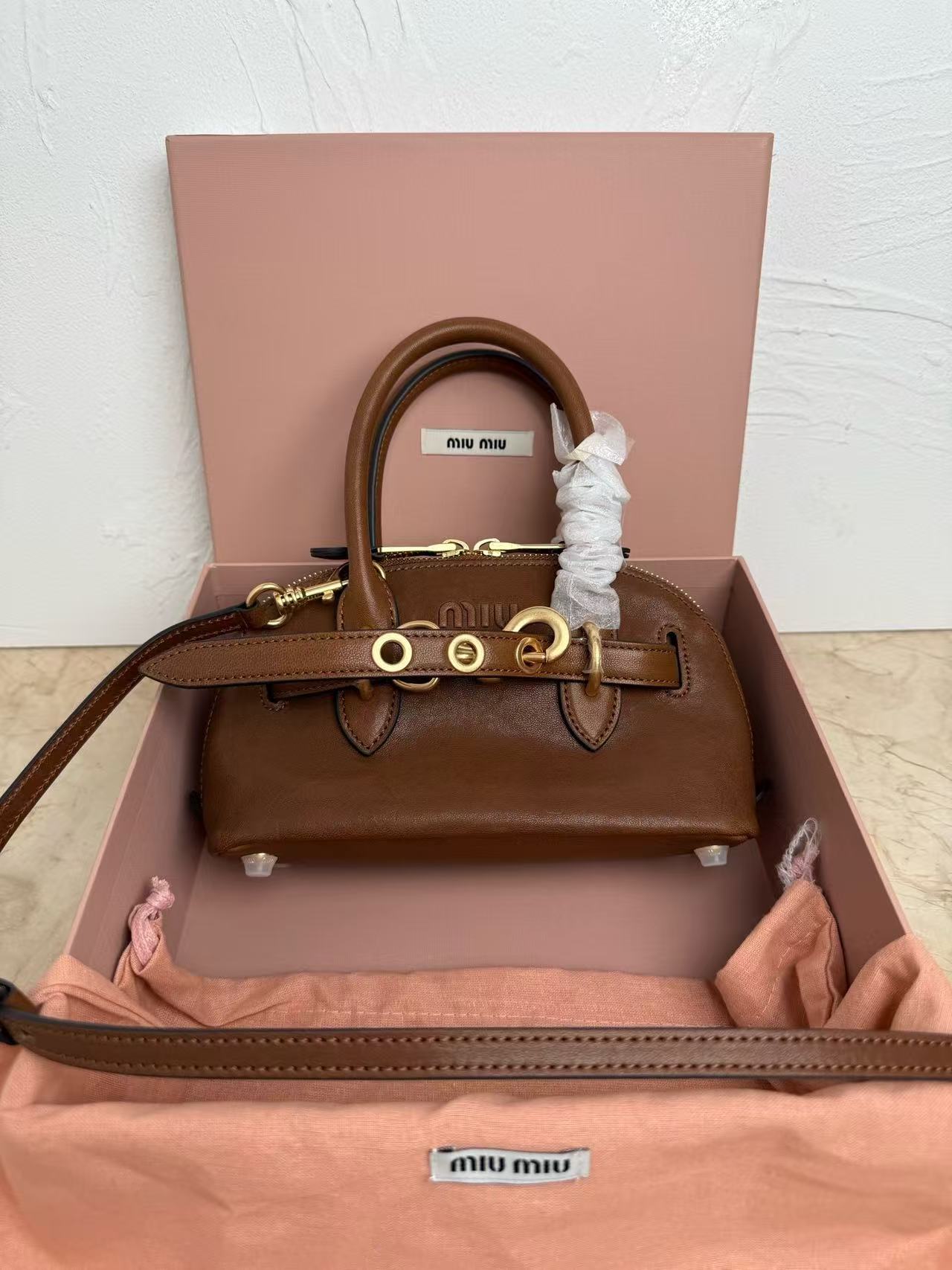 Miu Miu Brown Mini Top-Handle Bag