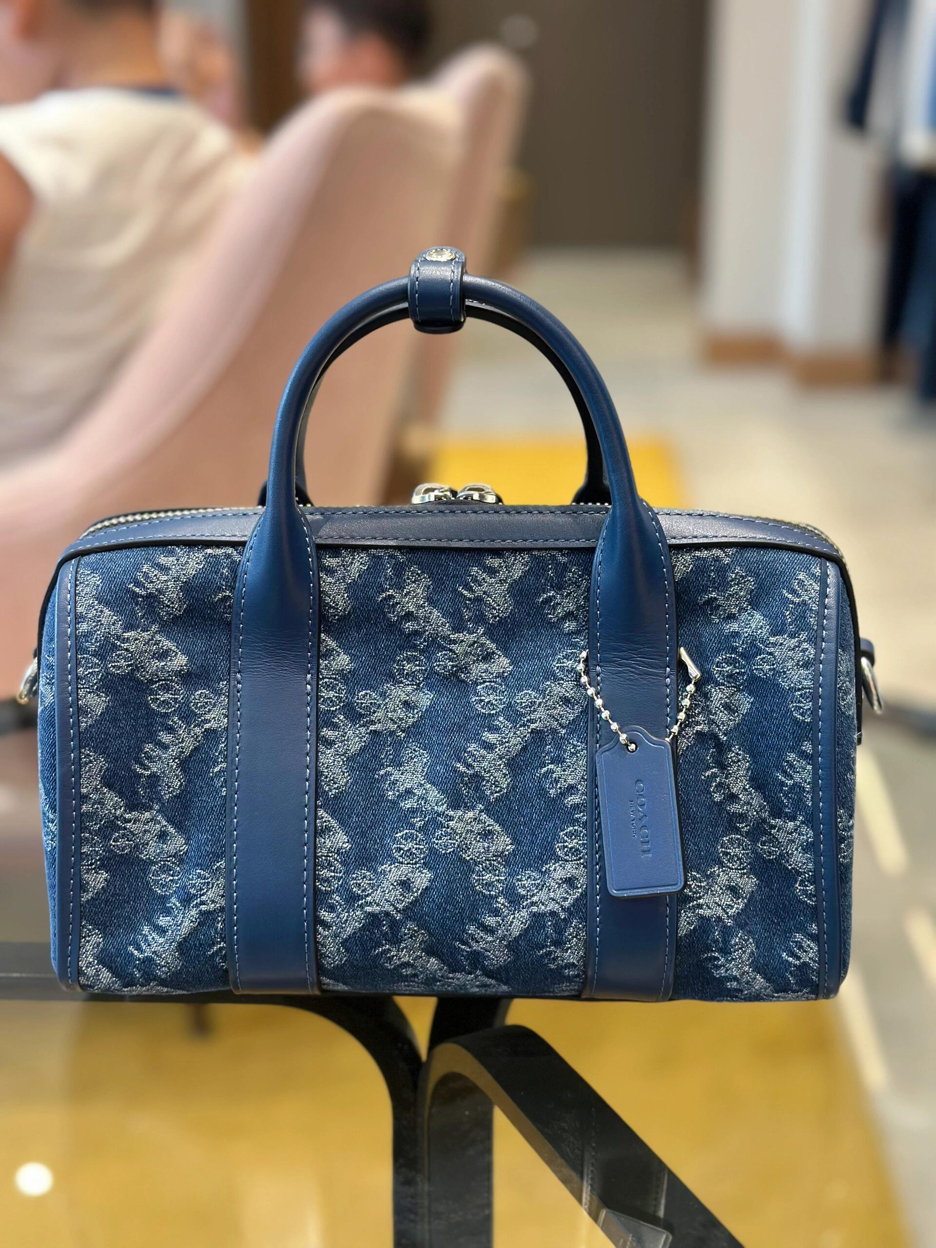 Coach Floral Denim Barrel Bag
