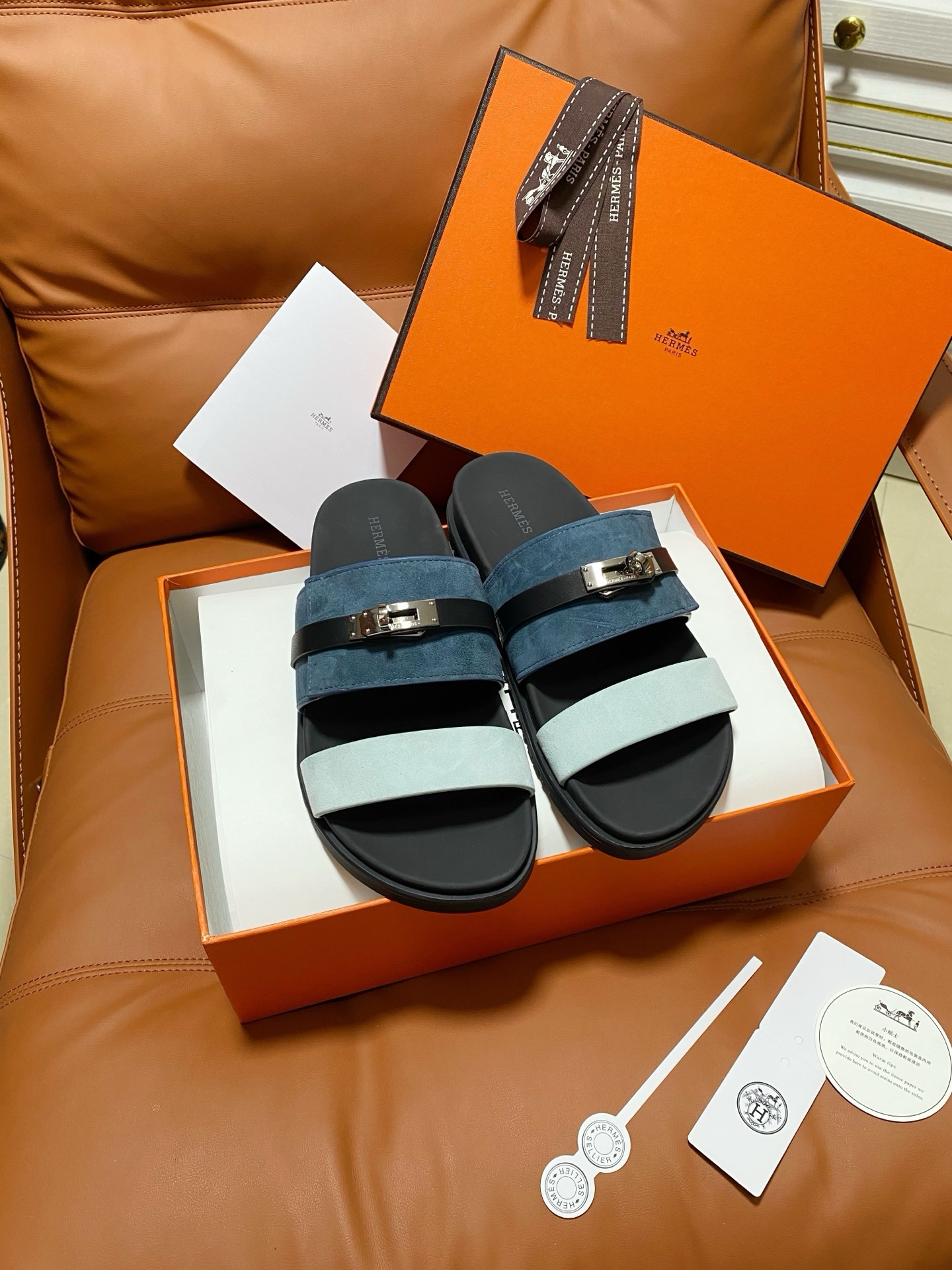 Hermès Men's Triple-Strap Slide Sandals