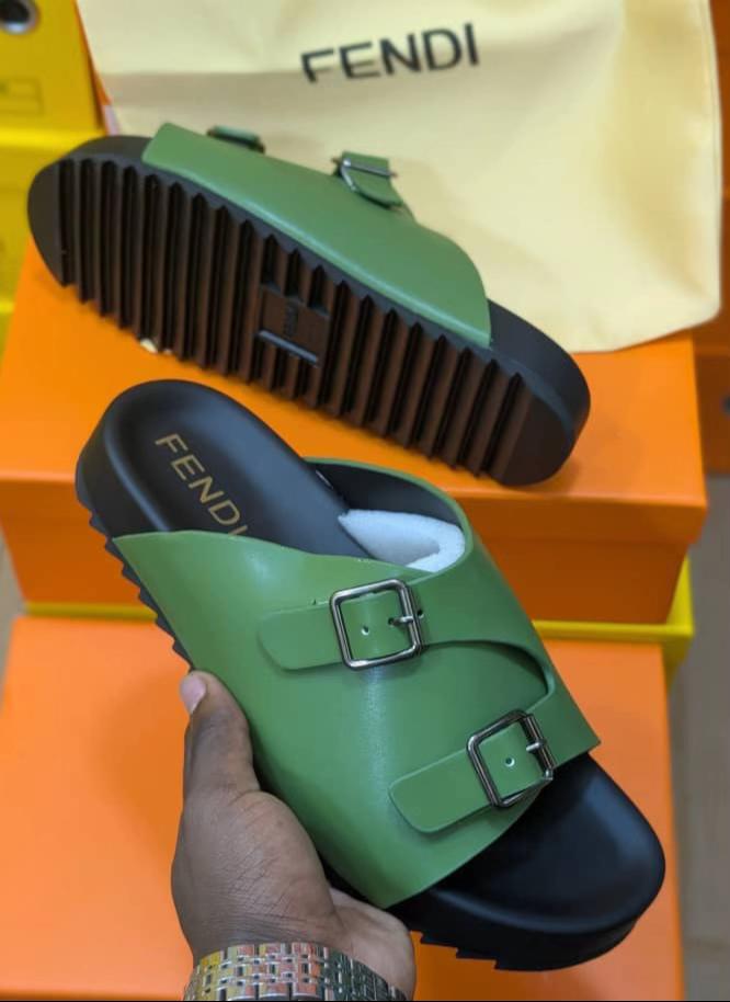 Fendi Double-Buckle Lug-Sole Slide Sandals