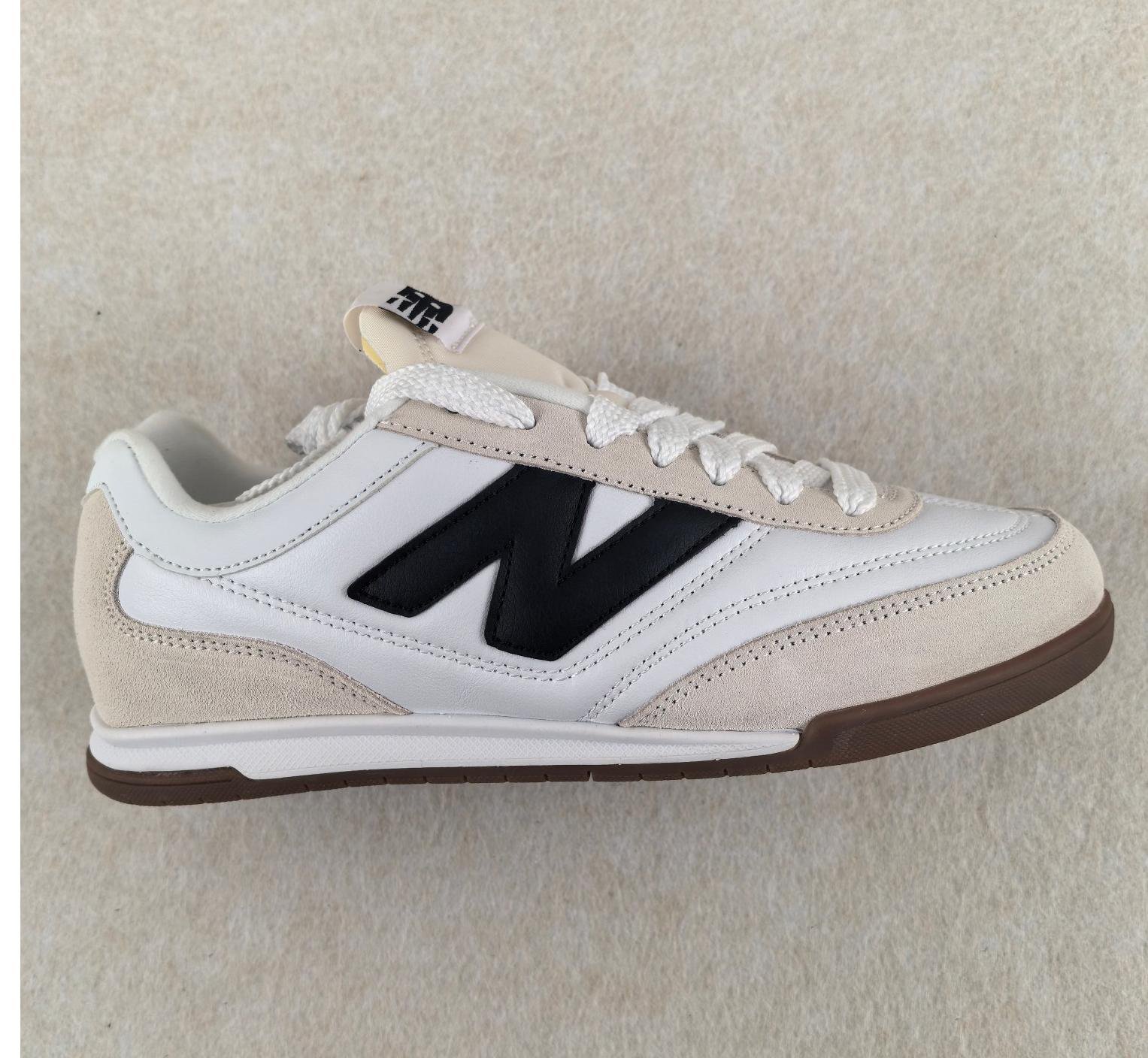 New Balance White and Beige Court Sneakers