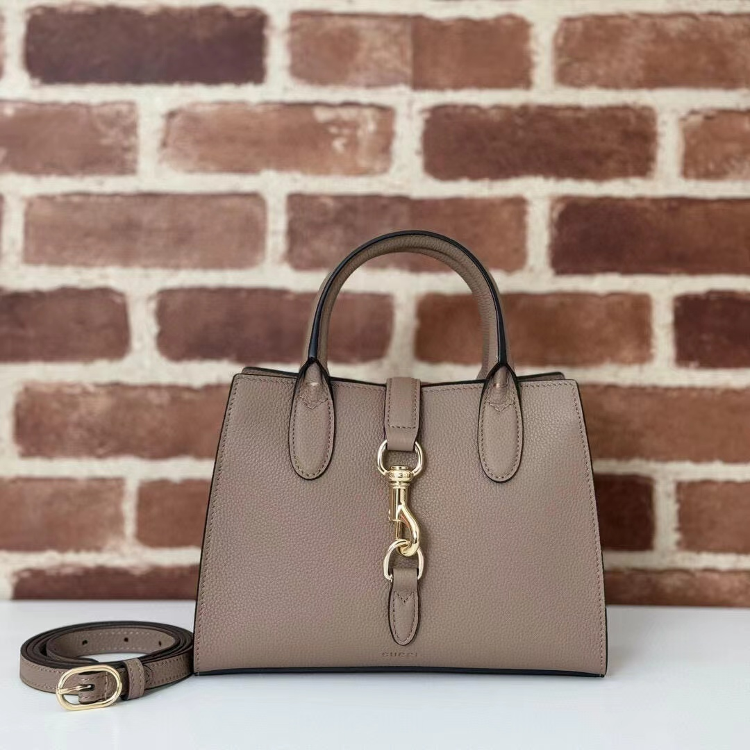 Taupe Top-Handle Clasp Handbag