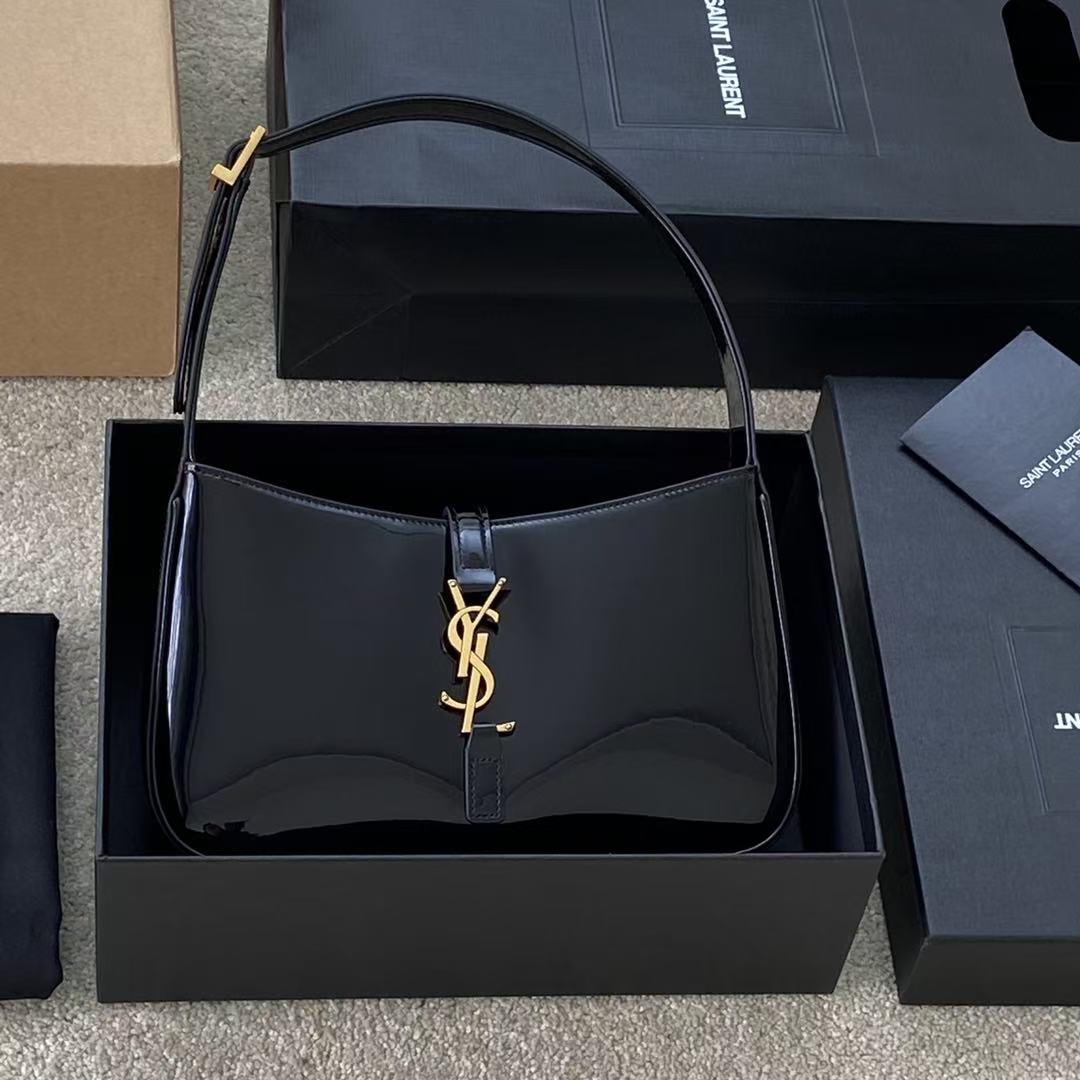 Saint Laurent Black Patent Shoulder Bag