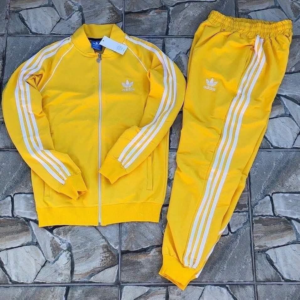adidas Yellow Three-Stripe Tracksuit