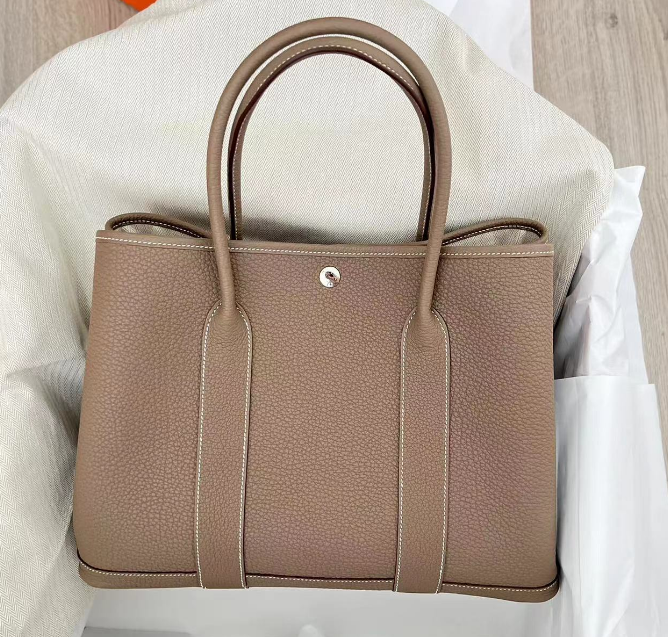 Taupe Pebbled Tote Bag