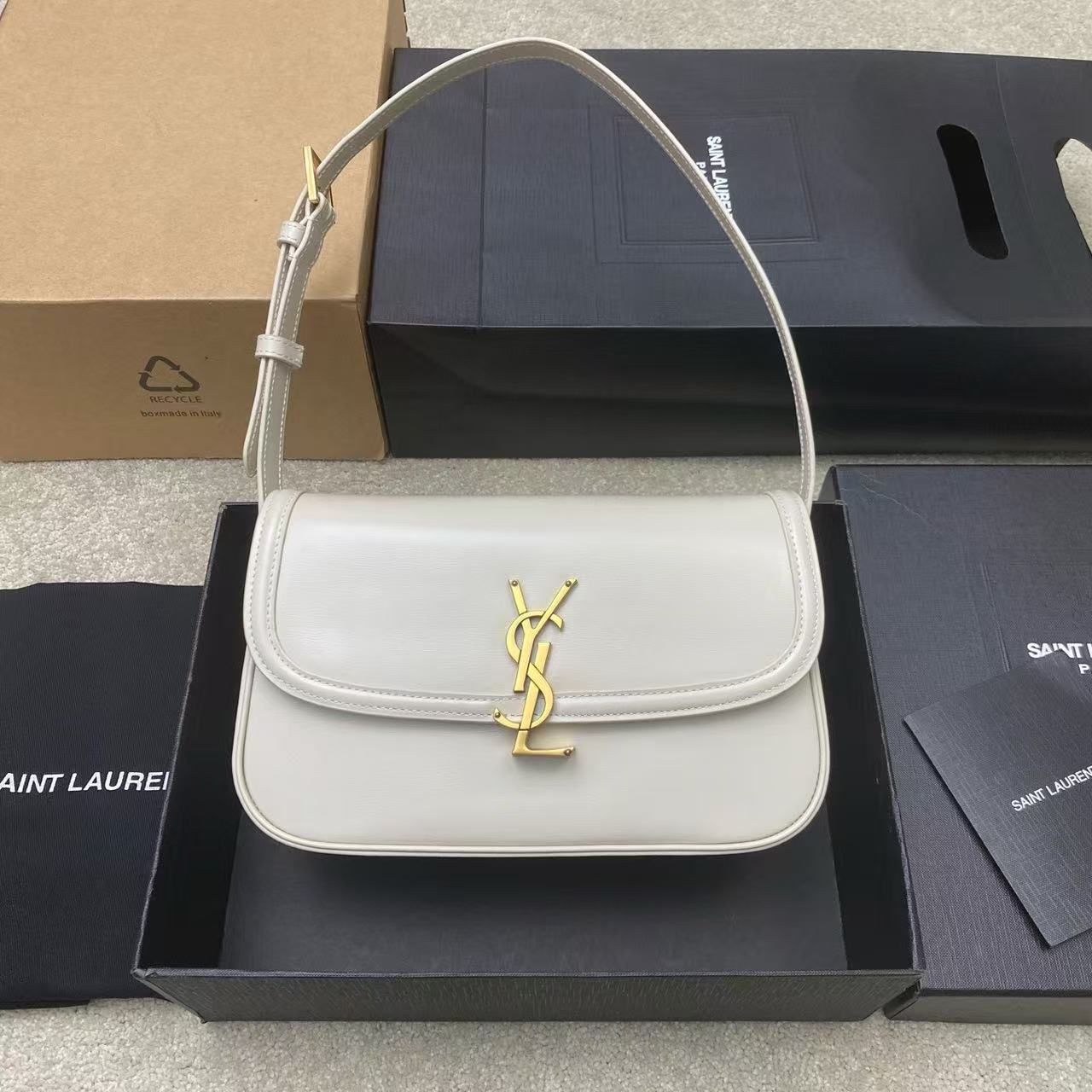 Saint Laurent White Flap Shoulder Bag