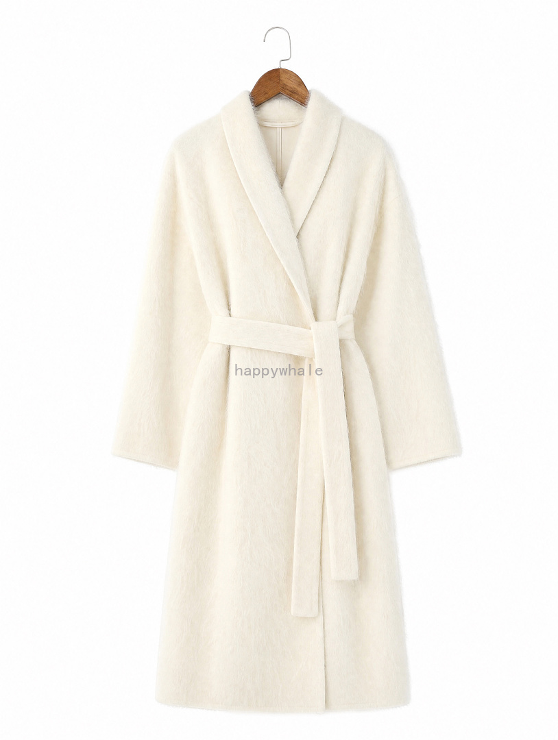 Women's Fuzzy Belted Wrap Coat