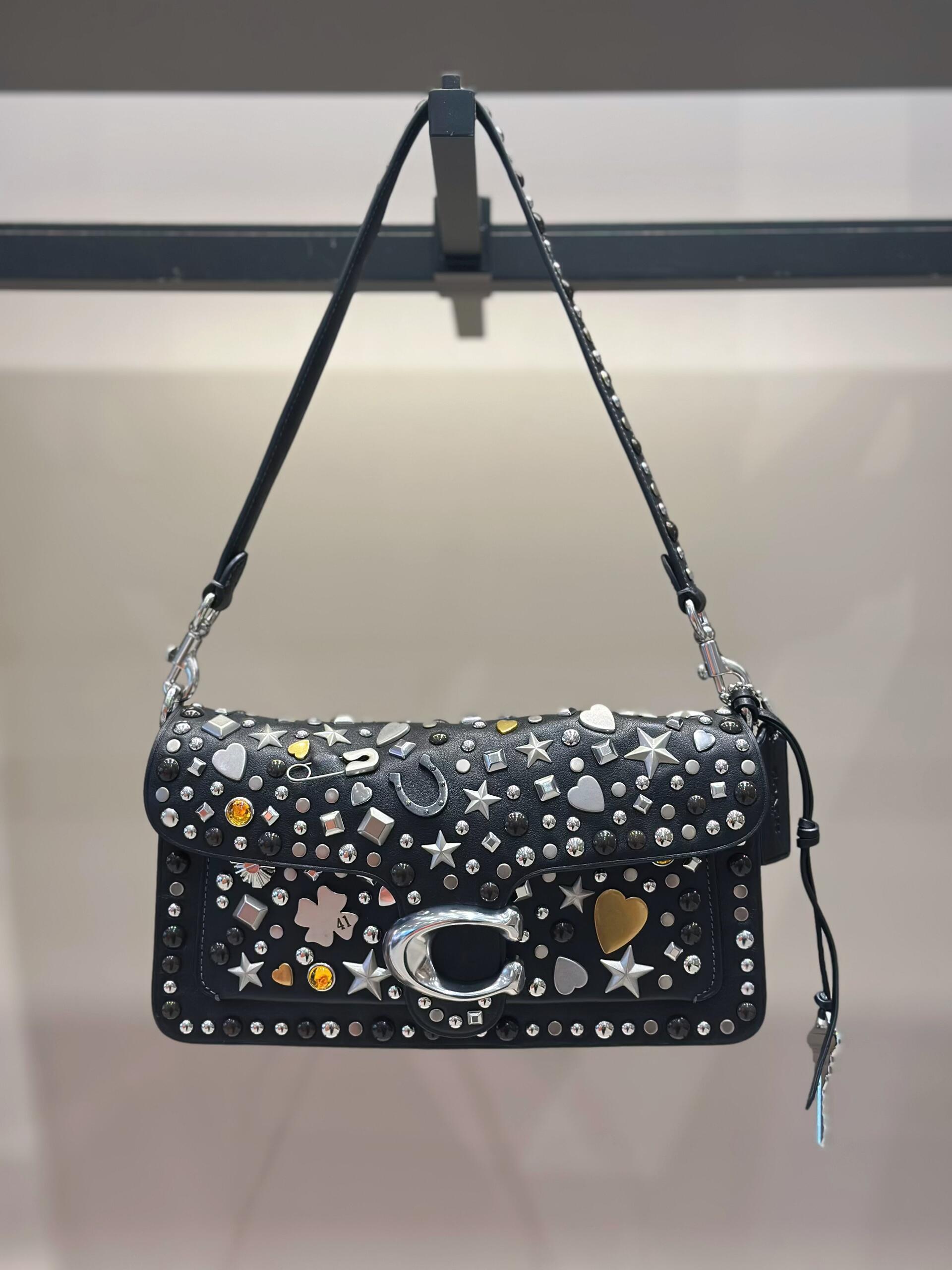 Studded Charm Flap Shoulder Bag