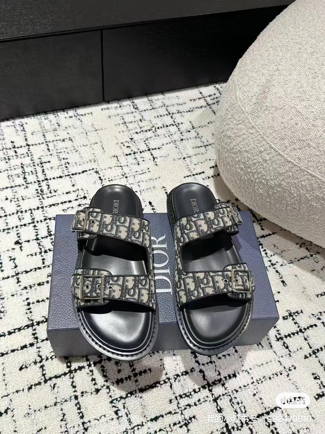DIOR Oblique Double-Buckle Slide Sandals