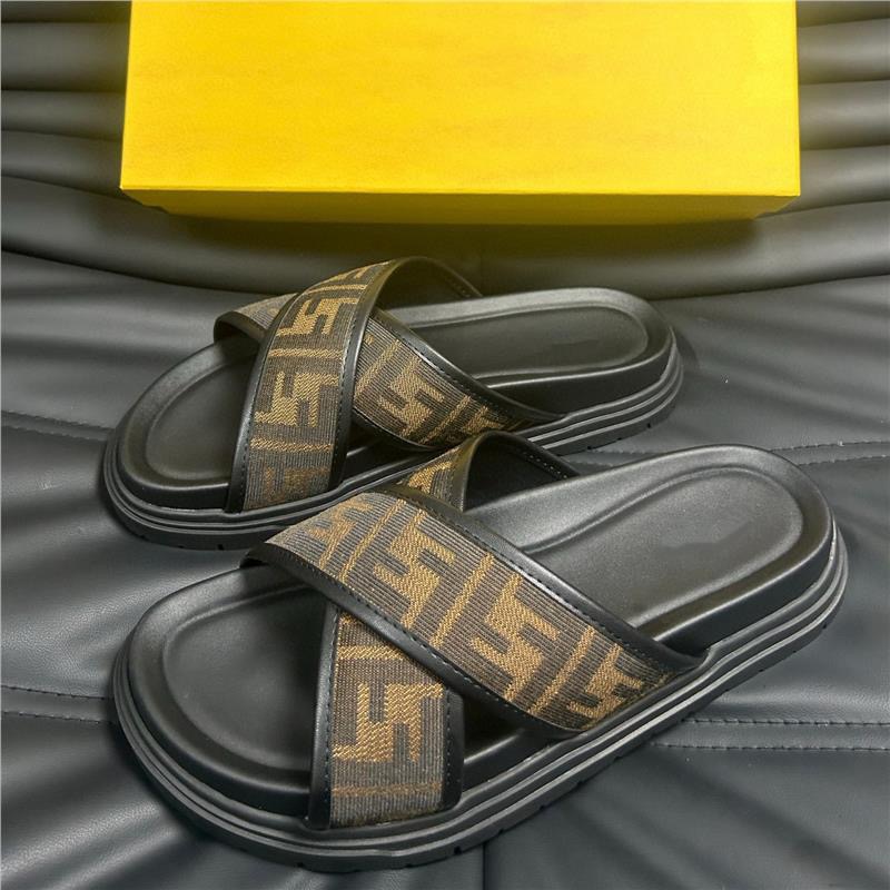 Brown Monogram Cross-Strap Platform Slide Sandals