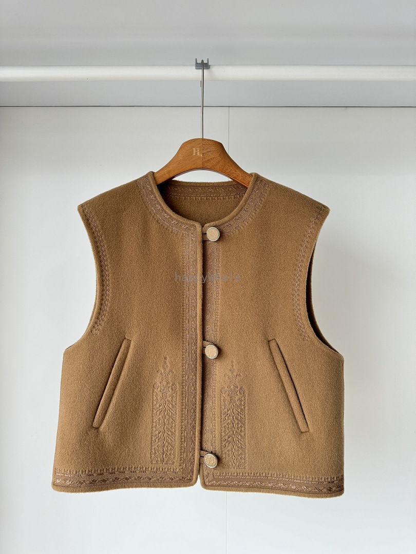 Embroidered Wool Blend Vest