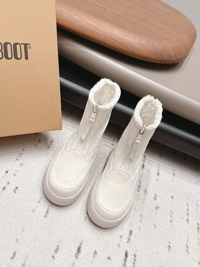 Fleece-Lined Front Zip Ankle Boots