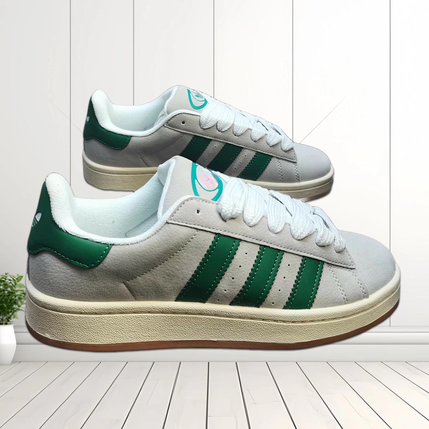 Light Gray and Green Platform Sneakers