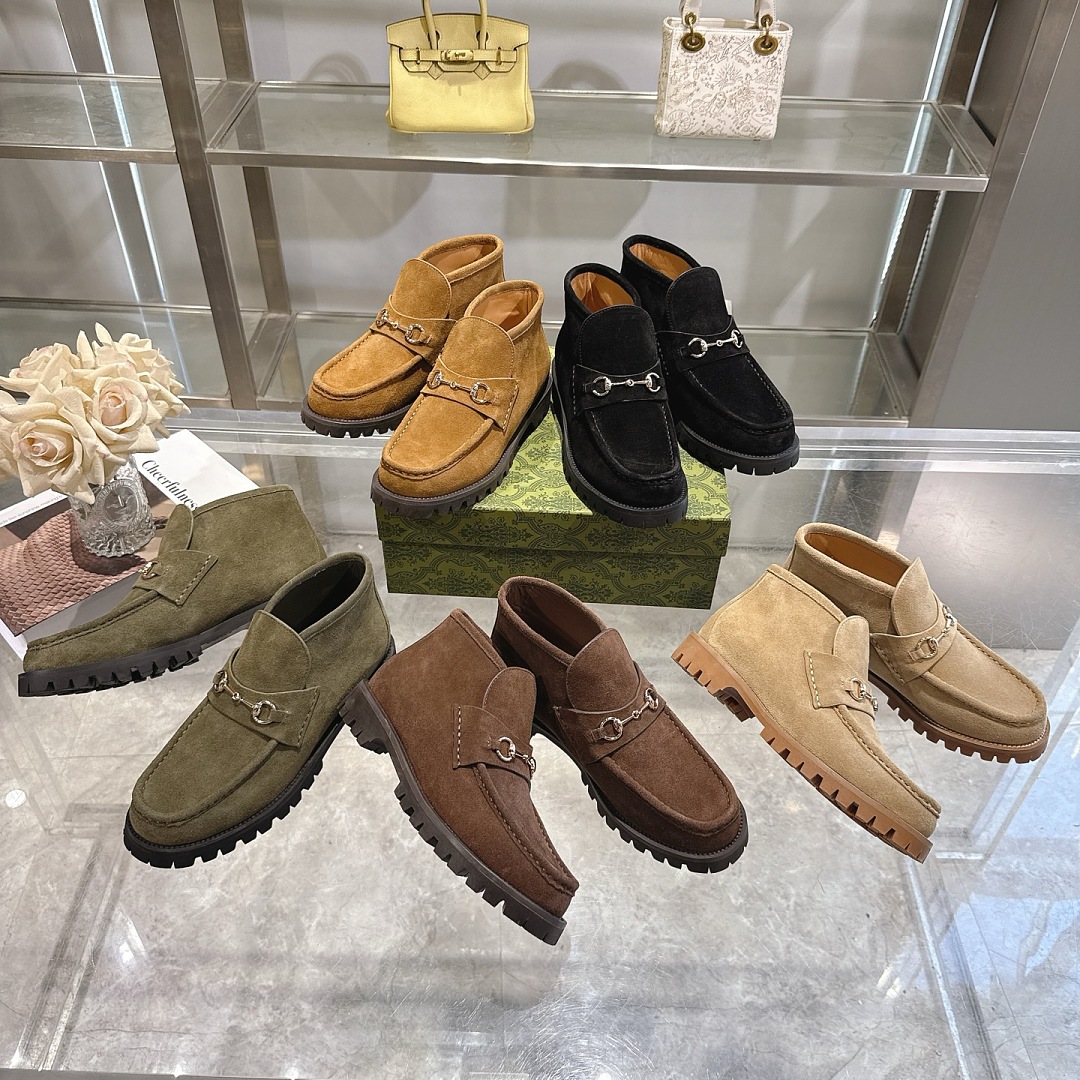 Suede Horsebit Lug Sole Loafers