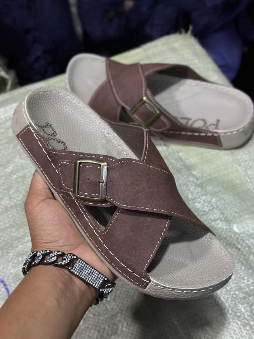 Men's Buckle Cross-Strap Slide Sandals