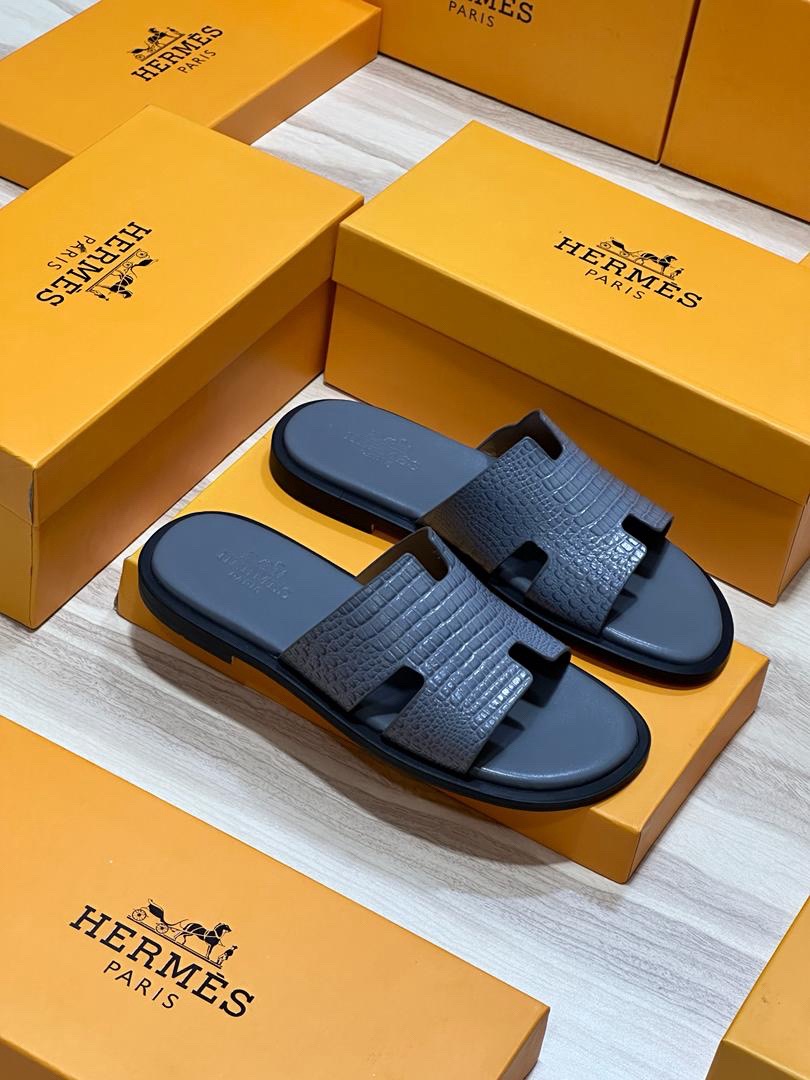 Hermès Embossed H-Cut Slide Sandals