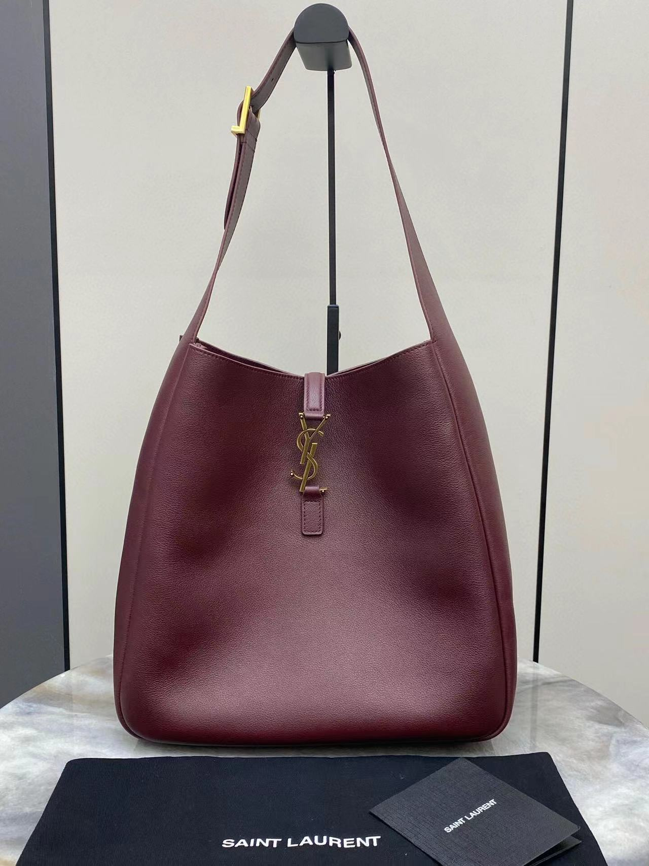 Saint Laurent Burgundy Hobo Shoulder Bag