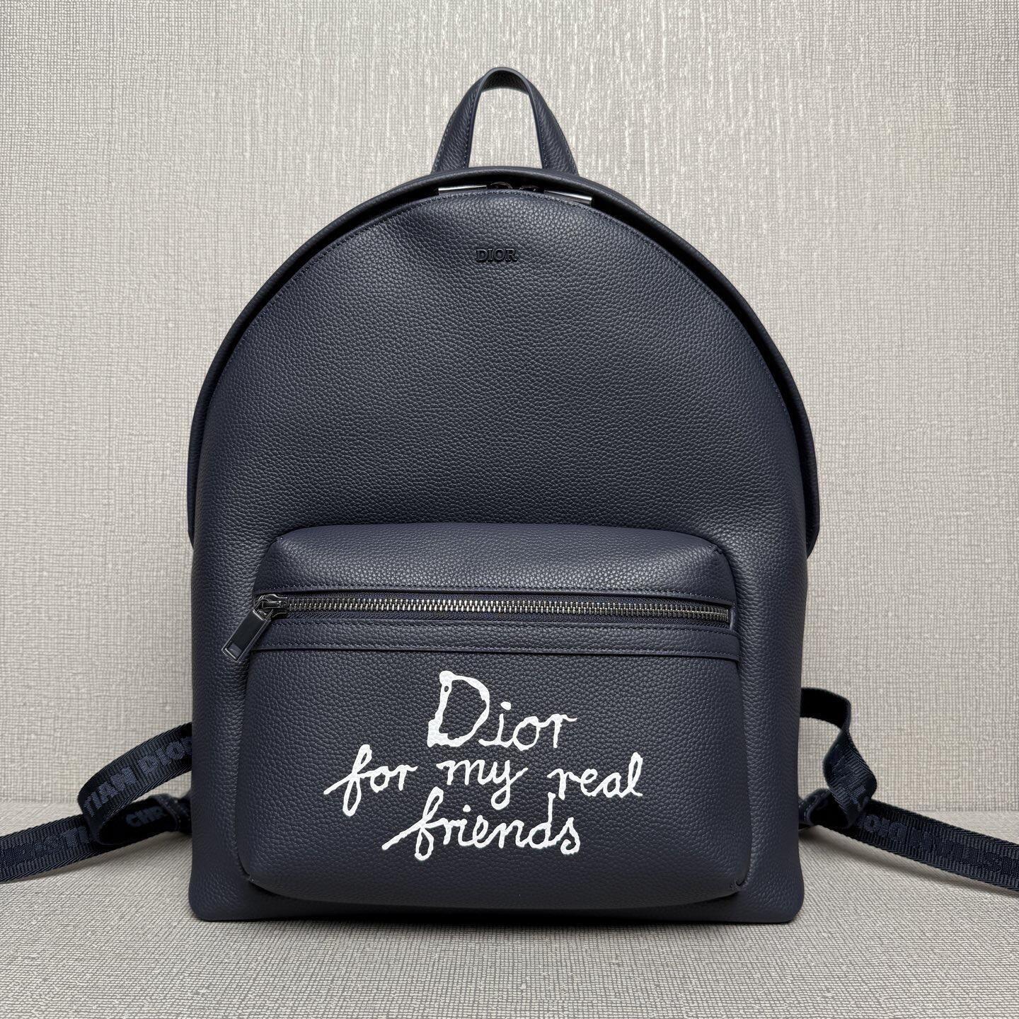 Dior Black Slogan Backpack