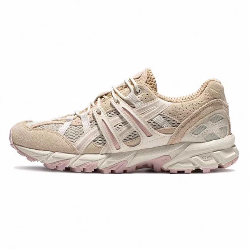 Beige and Pink Mesh Running Shoes